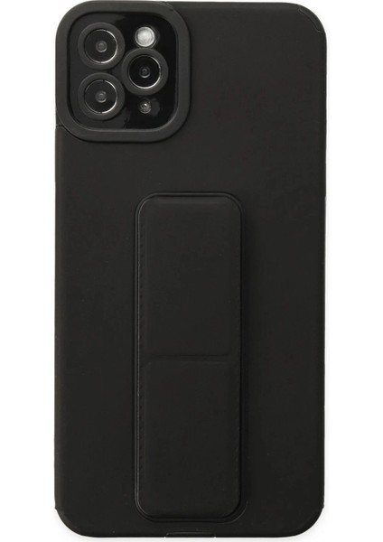 iPhone 11 Pro Max Kılıf Mega Standlı Silikon - Siyah