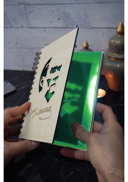 A5 Spiralli Mustafa Kemal Atatürk Ahşap Defter - Günlük - Çizgisiz Defter-Okul Defteri fiyatları
