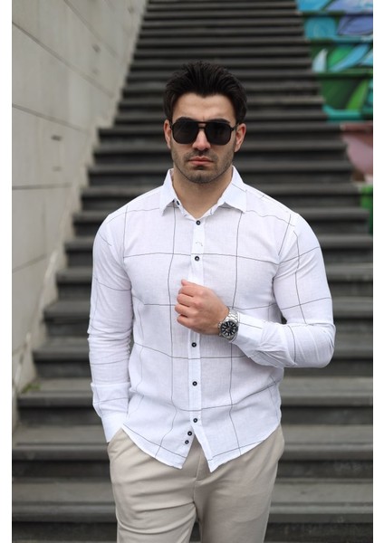 Erkek Pamuklu Keten Kumaş Gömlek fiyatları