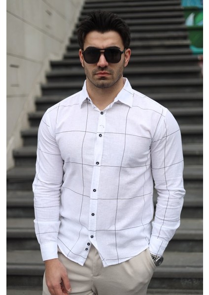 Erkek Pamuklu Keten Kumaş Gömlek fırsatları