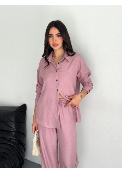 Gömlek Pantolon Ikili Takım - Toz Pembe