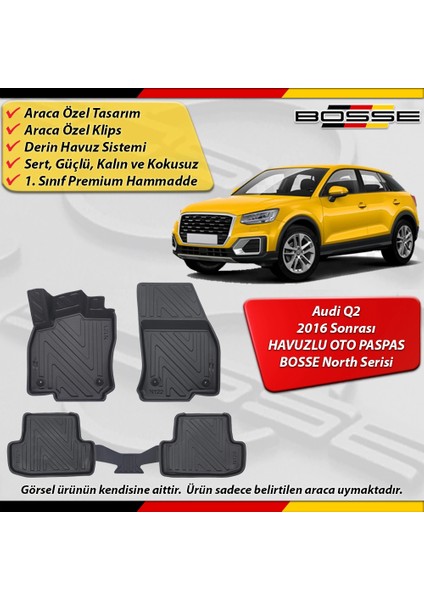 Audi Q2 Paspas Araca Özel 2016 2025 Arası Derin Havuzlu Bosse North Serisi