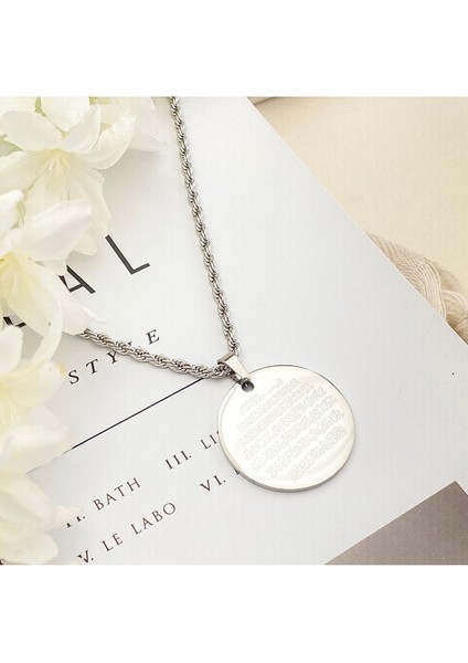 Ayetel Kürsi Kolye2 Dualı Kolye Çelik Silver 60+5cm fiyatları