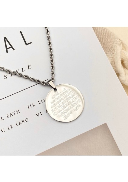 Ayetel Kürsi Kolye2 Dualı Kolye Çelik Silver 60+5cm fırsatları