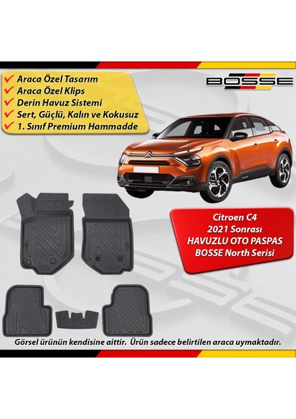 Citroen C4 Paspas Araca Özel 2021 2025 Derin Havuzlu Bosse North Serisi fırsatları