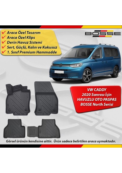 Vw Caddy Paspas Araca Özel 2020 Sonrası Derin Havuzlu Bosse North Serisi fırsatları