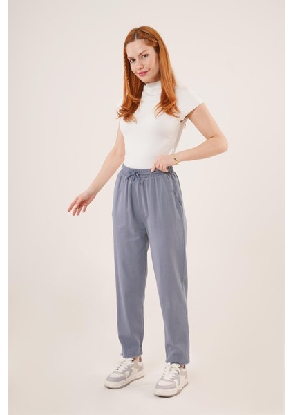 Cepli Belden Bağlamalı Paça Detaylı Indigo Pantolon fırsatları