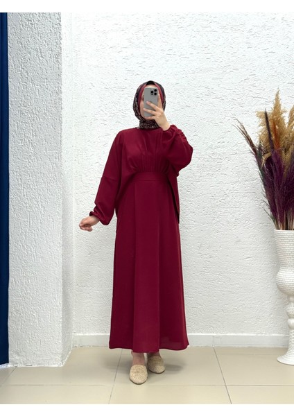 Meledra Bağlama Detaylı Ikili ELBISE-AS4081 Bordo