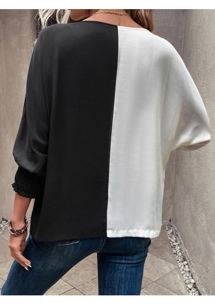 Kadın Uzun Kollu V Yaka Kol Ağzı Gipeli Sandy Bluz fırsatları