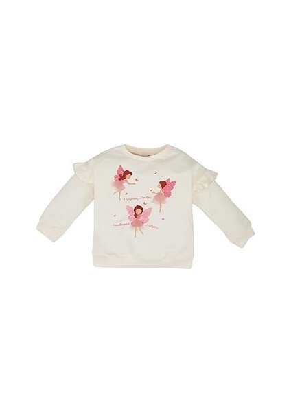 Kız Bebek Bisiklet Yaka Balerin Baskılı Sweatshirt