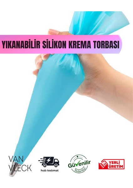 Silikon Krema Torbası – Yıkanabilir, Tekrar Kullanılabilir Pasta Süsleme Torbası, Dayanıklı Malzeme