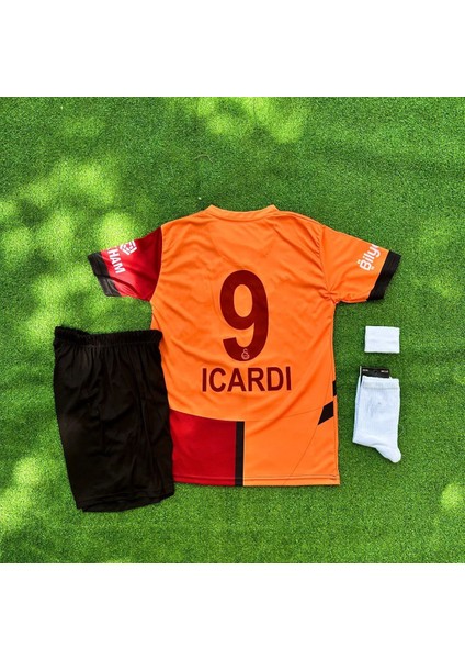 5-Yıldızlı 2024/25 Galatâsarây./ M.a.u.r.o. I.c.a.r.d.i./ Iç Saha Sarı Çocuk Forması 4 Lü Set