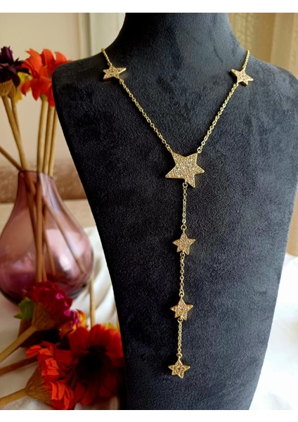 Yıldız Uzun Gold Renk Kolye