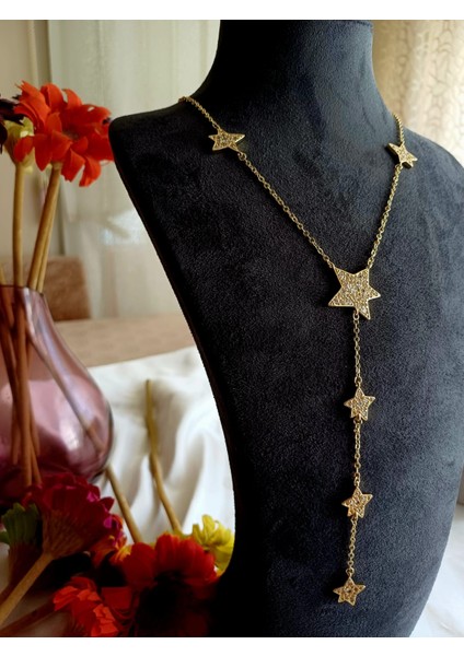 Yıldız Uzun Gold Renk Kolye fiyatları