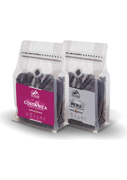 Süper 2'li Set Kosta Rika Ve Peru |%100 Arabica|Medium Roast|Single Origin|2x250g