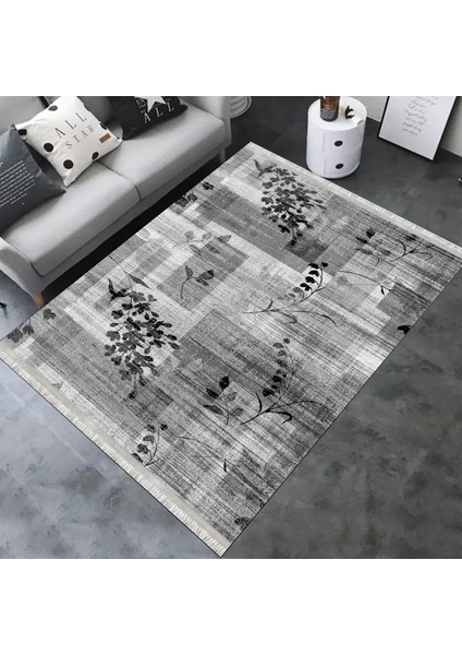Gri Çiçekli Halı Yıkanabilir Kilim Kaymaz Tabanlı Yolluk Dot Tabanlı Halı 2122C fiyatları