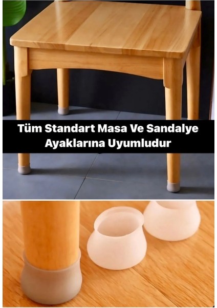 8’li Silikon Masa Sandalye Ayak Koruyucu - Parke & Seramik Çizilmez, Kaymaz Koruma Aparatı modelleri