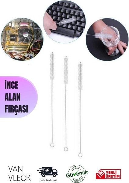 3’lü 24 cm Pipet Temizleme Teli – Ince Alanlar Için Fırça, Paslanmaz, Dar Yüzey Temizleyici