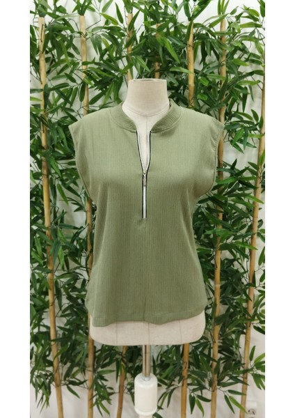 Kadın Hakim Yaka Fermuarlı Bürümcük Bluz fırsatları