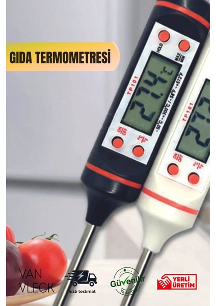 Dijital Gıda Termometresi – Et, Süt, Su, Yiyecek Için Sıcaklık Ölçer, Mutfak Isı Ölçüm Cihazı