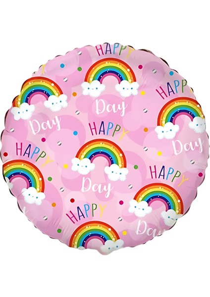 Gökkuşağı Pembe Folyo Balon 18 Inç 46 cm