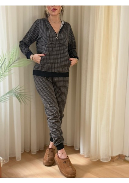 Kadın Iki Iplik Kumaş Fermuar Detay Kapüşonlu Ikili Takım modelleri