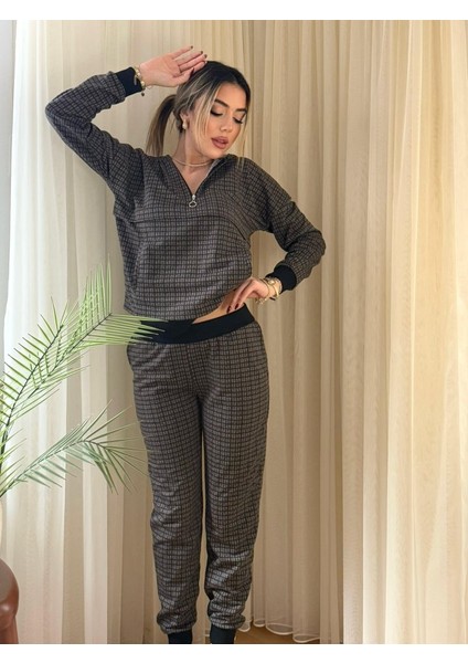 Kadın Iki Iplik Kumaş Fermuar Detay Kapüşonlu Ikili Takım indirimleri