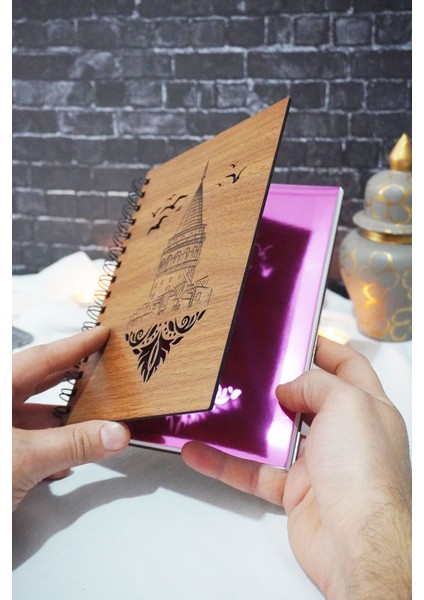 Galata Kulesi Tasarım Ahşap Kapaklı - Ajanda - Günlük Planlayıcı (Ceviz) Tarihsiz Planlama Defteri fiyatları