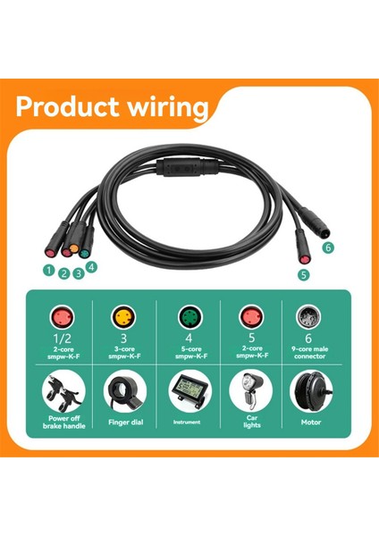 Elektrikli Bisiklet Kablosu 1to5 Su Geçirmez Kablo Uçları Kt Kontrol Motor Gaz Fren Ekranı Için Teller (Yurt Dışından) indirimleri