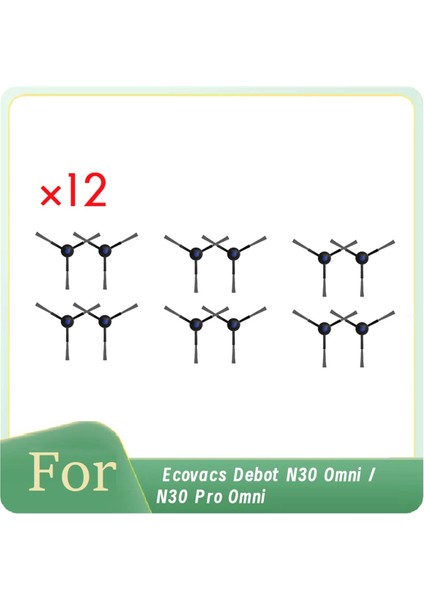 Ecovacs Debot N30 Omni / N30 Pro Omni Için 12 Adet Yan Fırça Yedeği Gelişmiş Temizlik Verimliliği (Yurt Dışından)