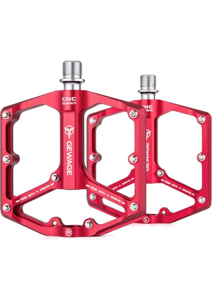 Gewage Bisiklet Pedalı Tek Parça Cnc Alüminyum Alaşımlı Ultra Hafif Conta Du Rulmanlı Bisiklet Pedalları Aksesuarları Kırmızı (Yurt Dışından)
