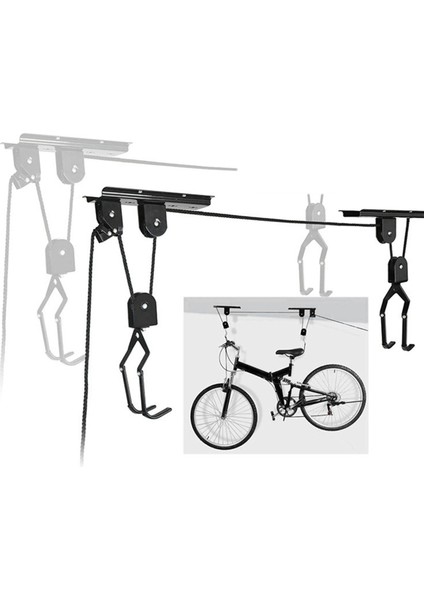 Garaj Tavan Bisiklet Kaldırma Sistemi - Bisiklet Askılı Kasnak Depolama, Bisikletler Için Verimli Yerden Tasarruf Sağlayan Montaj (Yurt Dışından) fırsatları