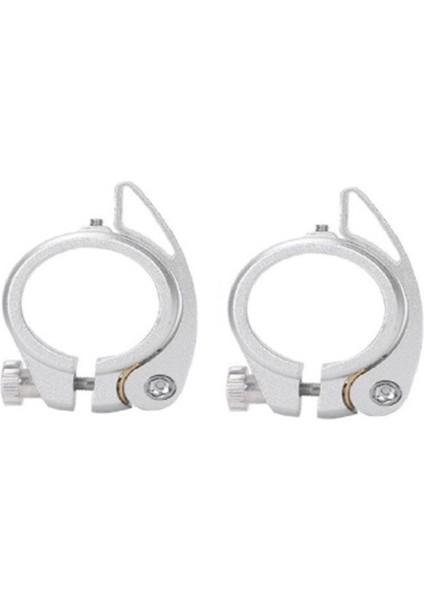 2 Adet Katlanır Bisiklet Sele Boru Kelepçesi Hızlı Çıkarma Kolu ile Birlikte 40MM, Gümüş Sp8 Boru Kelepçesi ile Uyumludur (Yurt Dışından)