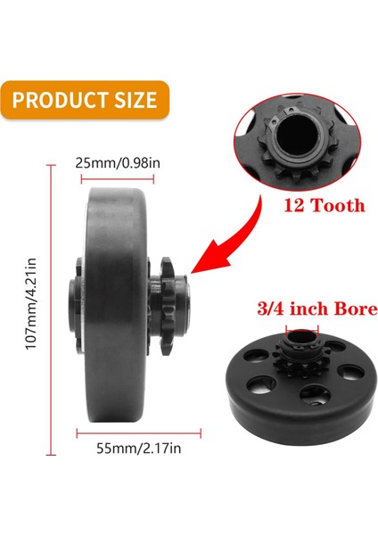 Santrifüj Debriyaj 3/4 Inç Çap 12 Diş 35 Zincir Çoğu 2-6.5hp Küçük Motor Parçaları, Mini Bisiklet, Go Kart Için (Yurt Dışından) indirimleri