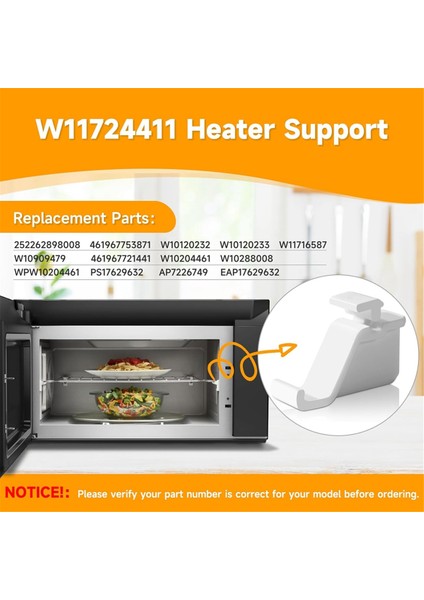 W11724411 W10909479 Whirlpool Kitchenaid Jenn-Air Maytag Mikrodalga Fırın Izgarası Için Isıtıcı Desteği 461967753871'I Değiştirir (Yurt Dışından) modelleri