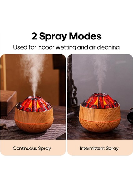 300ML Bonfire Nemlendirici USB Sessiz Alev Temel Difüzör Otomatik Kapanma Ev Ofis Spor Salonu Hafif Ahşap Desenli (Yurt Dışından) modelleri