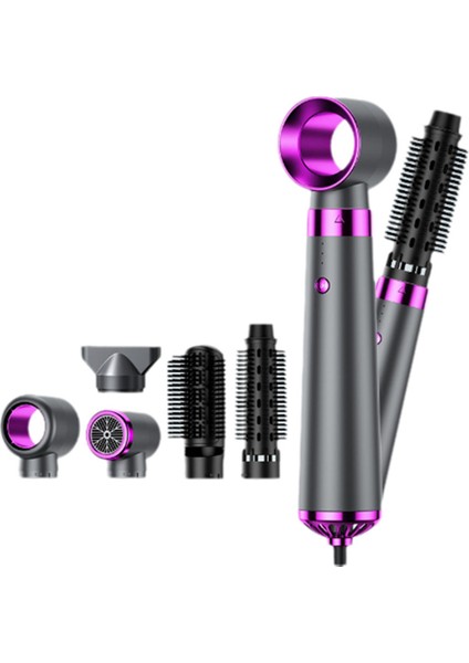 5'i 1 Arada Elektrikli Saç Kurutma Makinesi Sıcak Hava Fırçası Çok Işlevli Saç Düzleştirici Negatif Iyon Bukle Makinesi Saç Kurutma Makinesi Şekillendirme Seti, B(Eu) (Yurt Dışından)