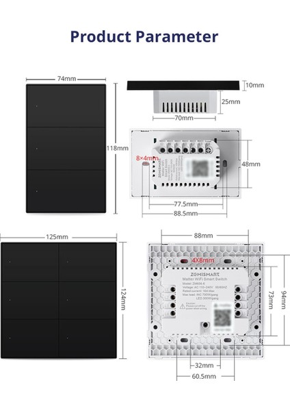 Matter Wifi Akıllı Anahtar Duvar Lambası Anahtarı Akıllı Kontrol Çeteler Düğmesi Akıllı Şeyler Için Homekit App 1 Çeteler (Yurt Dışından)
