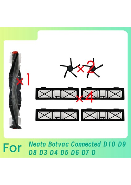 Neato Botvac Connected D10 D9 D8 D3 D4 D5 D6 D7 D Serisi D75 D80 D85 Parçaları Için 7 Adet Ana Yan Fırça Ultra Filtre (Yurt Dışından)