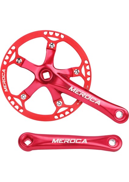 Meroca Bisiklet Kare Delik Krank Takımı Hızlı Katlanır Bisiklet Krank Takımı 45T Kare Delik 170MM 130 Bcd Krank Kırmızı (Yurt Dışından)