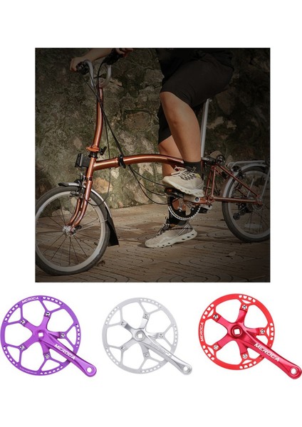 Meroca Bisiklet Kare Delik Krank Takımı Hızlı Katlanır Bisiklet Krank Takımı 45T Kare Delik 170MM 130 Bcd Krank Kırmızı (Yurt Dışından) modelleri