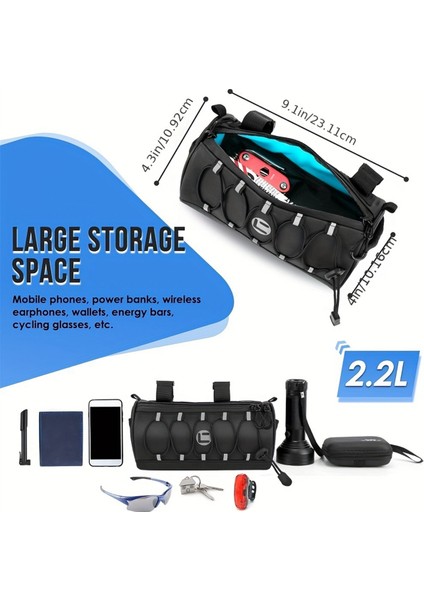 Bisiklet Gidonu Çantası Su Geçirmez Bisiklet Gidonu Çantası Büyük Yansıtıcı Alan ve Şeritler, Dağ Bisikleti Ön Kese Çantası (Yurt Dışından) fırsatları