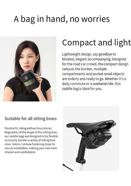 Rockbros Mini Bisiklet Sele Çantası Taşınabilir Mtb Yol Bisikleti Saklama Çantası Kuyruk Kompakt Evrensel Tüm Koltuk Bisikleti Siyah (Yurt Dışından) fiyatları