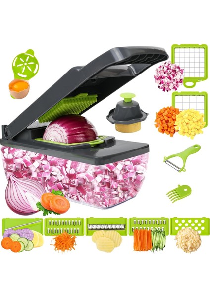 16'sı 1 Arada Sebze Kesici Kaplı Ev Mutfak Çok Fonksiyonlu Sebze Kesici Taşınabilir Kolay Temizlenir (Yurt Dışından) modelleri