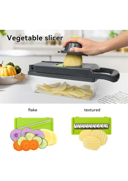 16'sı 1 Arada Sebze Kesici Kaplı Ev Mutfak Çok Fonksiyonlu Sebze Kesici Taşınabilir Kolay Temizlenir (Yurt Dışından) fırsatları