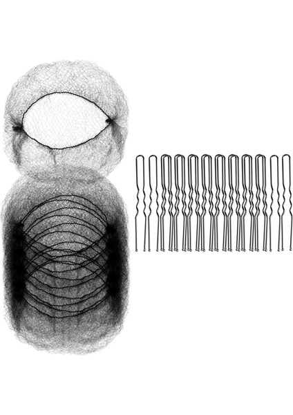 50 Adet Örgü Saç Ağları ve 100 Adet U Şeklinde, Gıda Hizmeti Çalışanları Için Saç Ağları, Kadınlar ve Erkekler Için Saç Ağları Siyah (Yurt Dışından)