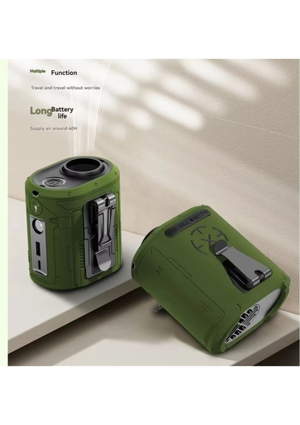 Yüksek Hızlı Turbo Bel Askılı Fan Açık Hava USB Güç Bankası Yüksek Rüzgar Gücü Bel Askılı Fan Klima Yeşil (Yurt Dışından) indirimleri