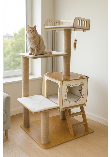 Pro Katlı Kedi Oyun Evi Xl Yataklı - Kedi Tırmalaması