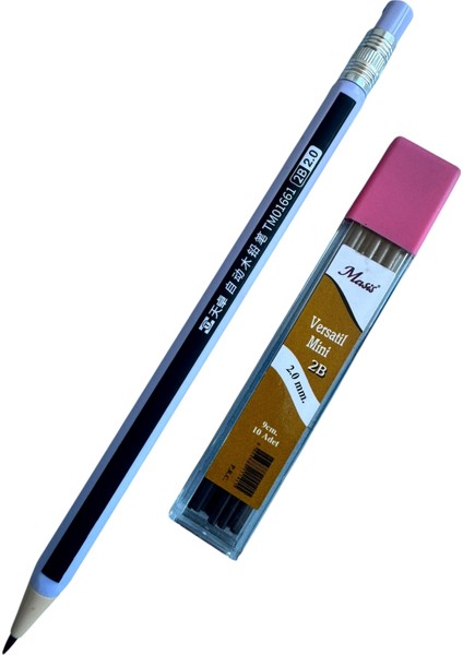 2.0mm Mekanik Kurşun Kalem Seti, 10 Adet Yedek Uç Ile, Pastel Renkli