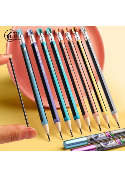 2.0mm Mekanik Kurşun Kalem Seti, 10 Adet Yedek Uç Ile, Pastel Renkli fırsatları